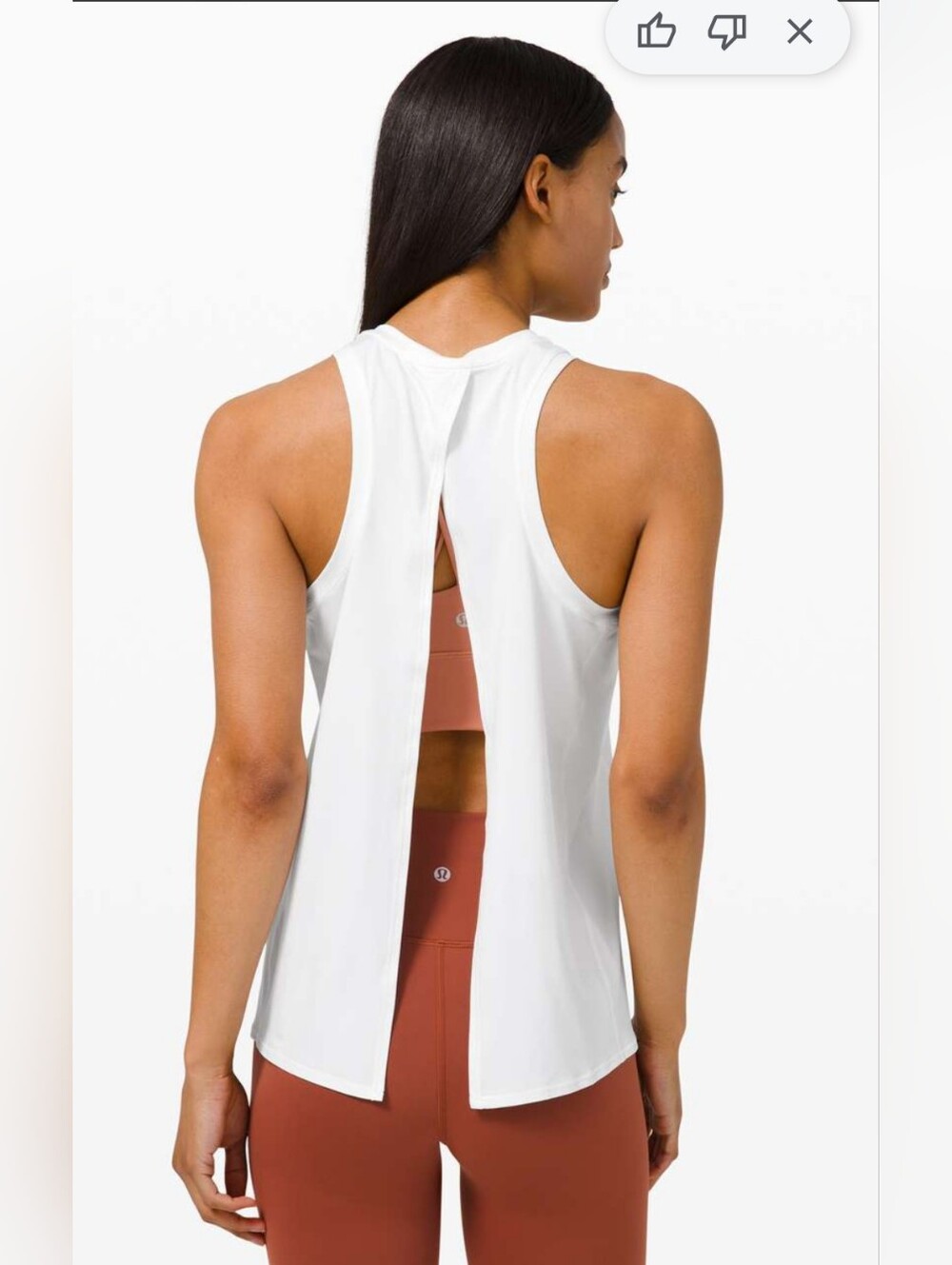 Lululemon All Tied Up White Lightweight Tank 16" PTP Estimated Size 8 (Flaw)